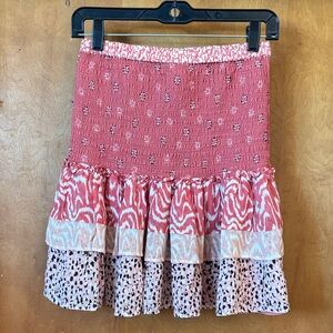 Dolan Pink and White Patterned Mini Skirt